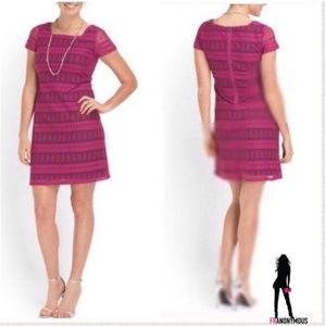 Pink Aster Lace Short Sleeved Dress